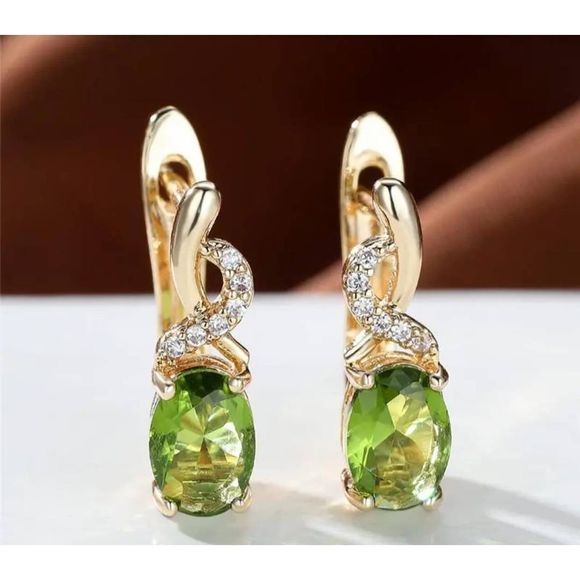 Boutique Jewelry - 14k gold filled simulated diamond and genuine peridot drop earrings new